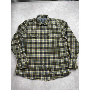Grayers‎ Heritage Flannel Shirt Mens Large Black Yellow Blue Plaid Button Down